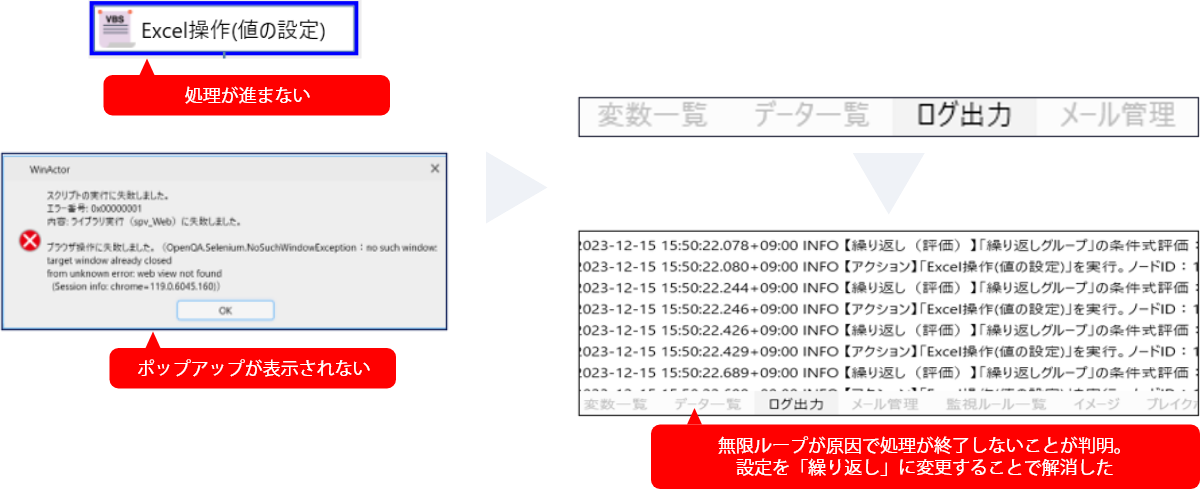 ログの確認