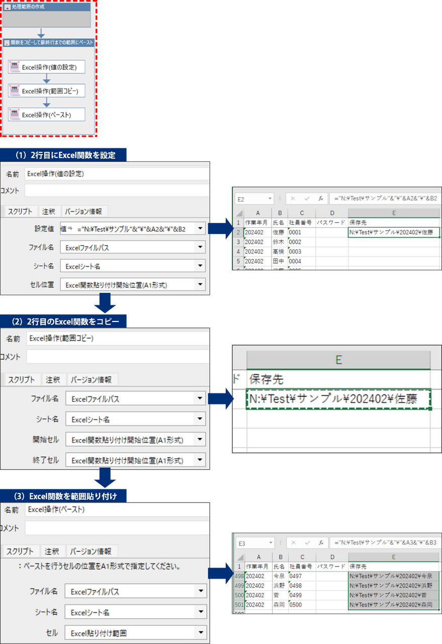 （2）関数を設定→コピー→範囲貼り付け